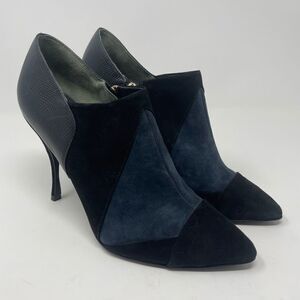 Tory Burch Lorelei Suede Bootie, Navy Stiletto, Size 10M, Side Zip